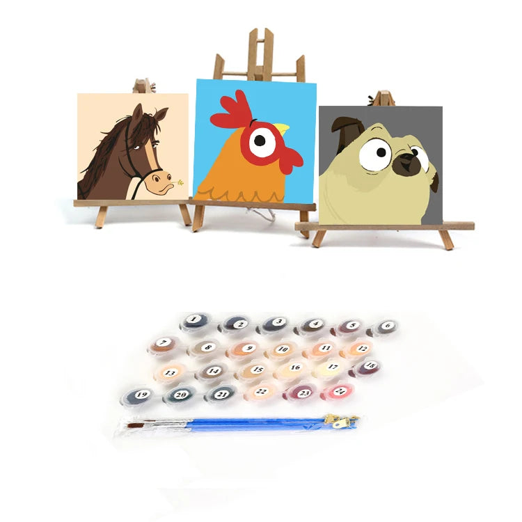 Paint by Number 20x20cm DIY Painting by Numbers Children Cartoon with Framed Handpainted Kids Painting Artwork Gift Popular Kits