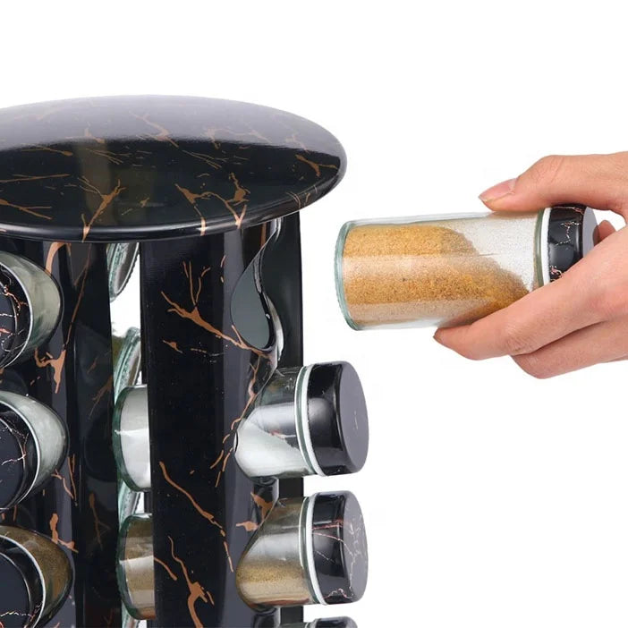 BBQ 16pcs Stainless Steel Rotating Seasoning Bottle Gold/Rose Gold Head Magnetic Spice Salt Bottles Rack Eco-Friendly Home