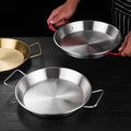 TIANXING Factory Price 20-28cm Stainless Steel Serving Plate Frying Pan Seafood Pan Spanish Paella Pan With Double Handle