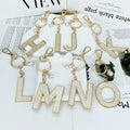 New Style Children's Metal Resin Letters Car Bag Phone Holder Key Chain 26 English Letters Imitation Pearl Charm