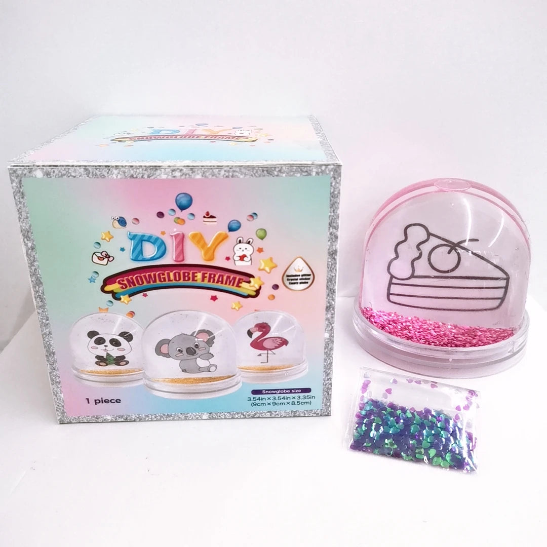 9*9*8.5cm DIY Elephant Painting Figure Plastic Crafts Snow Globe for Kids Drawing Toys Wholesale Photo Frame