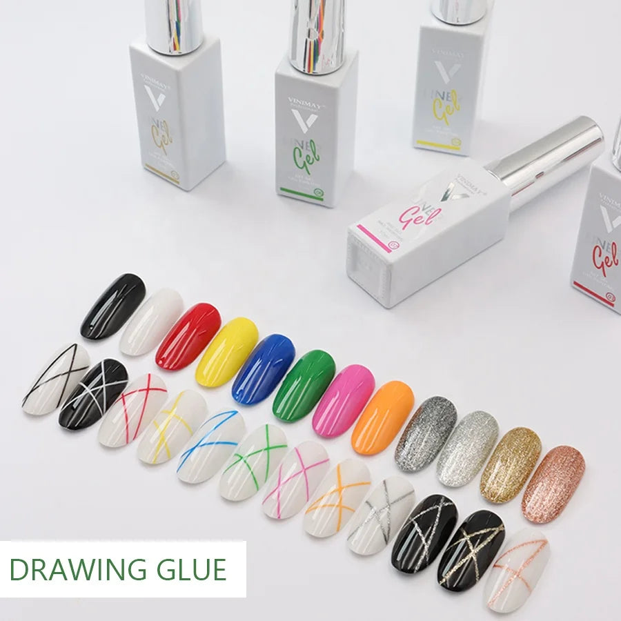 Vinimay 2025 Professional OEM Private Label Gel Liner Nail Art 12 Colors Gel Polish Liner Set 10ml Salon Line Gel Nail Art