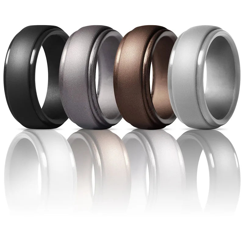 2025 New Arrival 8mm Wide 2.5mm Thick Four Color Curved Silicone Rings for Women Men