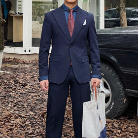 High Quality Italian Classic Men's Suit Retro Business Casual Single Breasted Office Slim Fit Suit