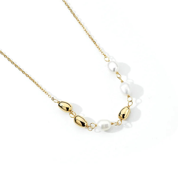 Vintage Double Layer Chain Necklace Pearl Charm Heart Pendant Necklaces for Women