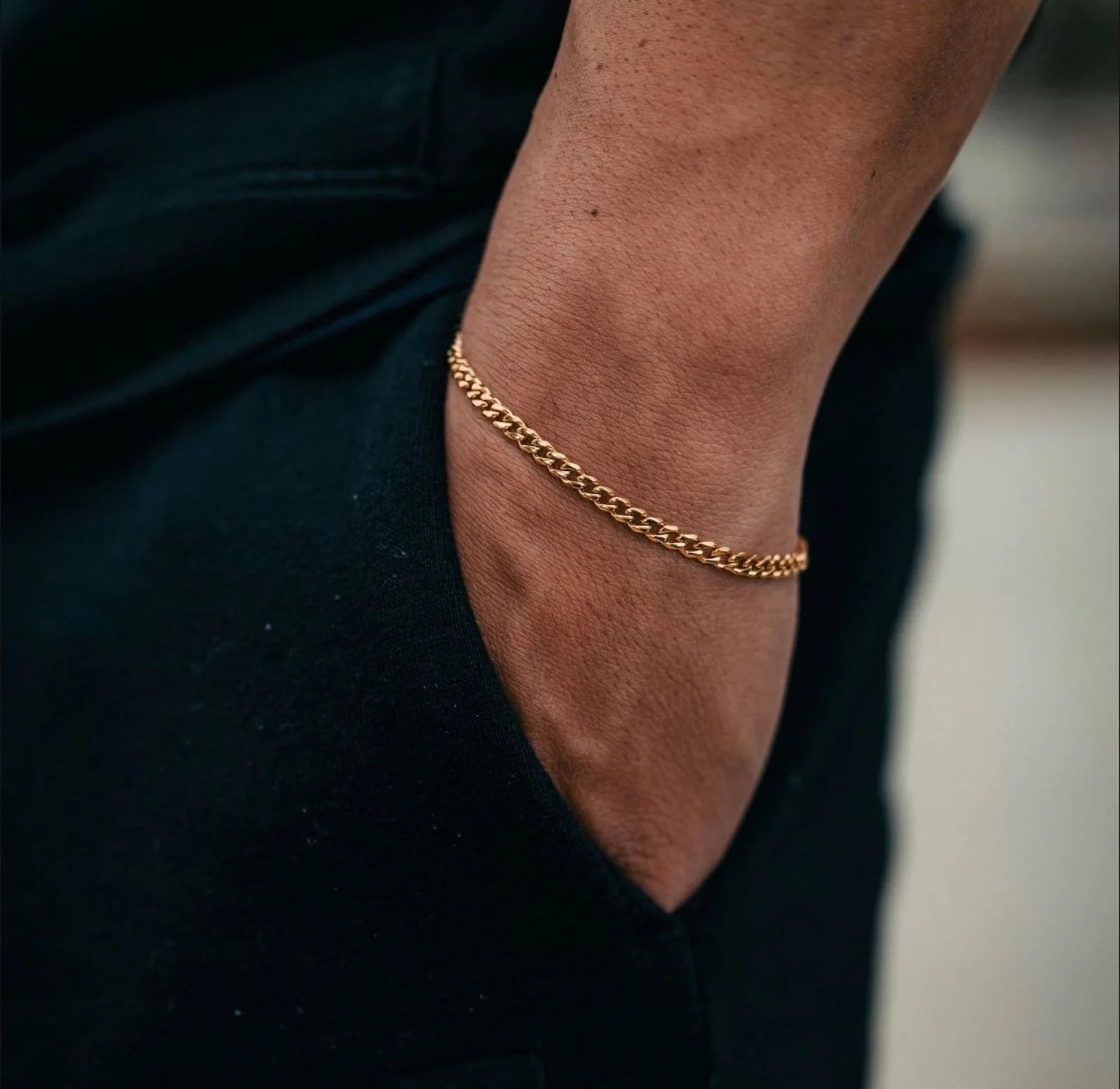 Trendy Mens Bracelet 3mm Curb Chain Thin Figaro Cuban Rope Bracelet Mens Jewelry Gold Silver Bracelet Chains for Man Gift