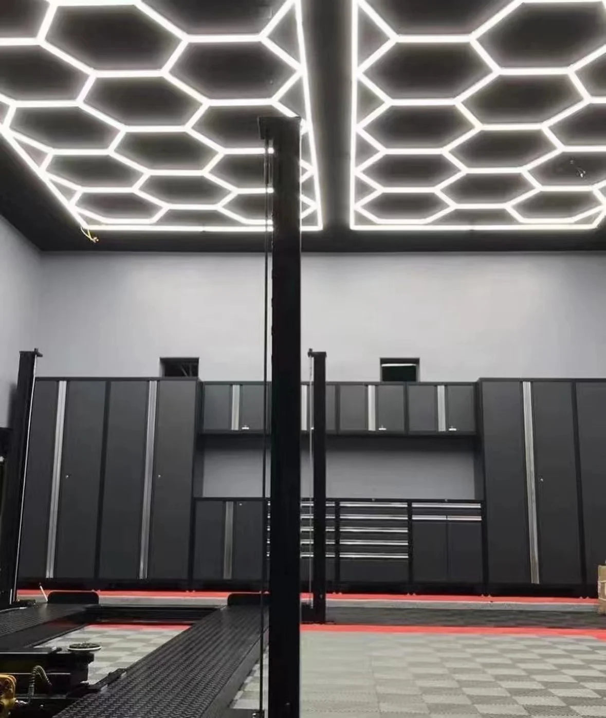 High Lumen Dimmable Hexagon Garage Led Lights Ceiling Led Liner High Bay Lamp for Car Workshop Auto Detailing Showroom