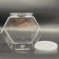 Factory Transparent 1000ml Hexagonal Plastic Pet Food Jar with Plastic Cover for Cake Candy Cookie & Chocolate