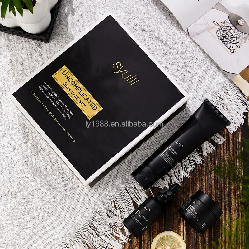 Private Label Whitening & Moisturizing Men's Organic Products Face Cleanser VC Serum Facial Cream Kit Skin Care Set for Men