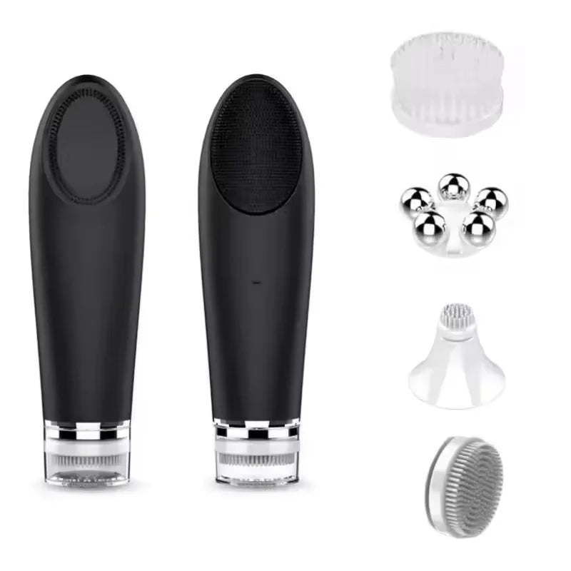 Hot New 4-in-1 Multifunction Portable Electric Cleaning Brush Silicone Waterproof Sonic Facial Cleansing Ionic for Household Use