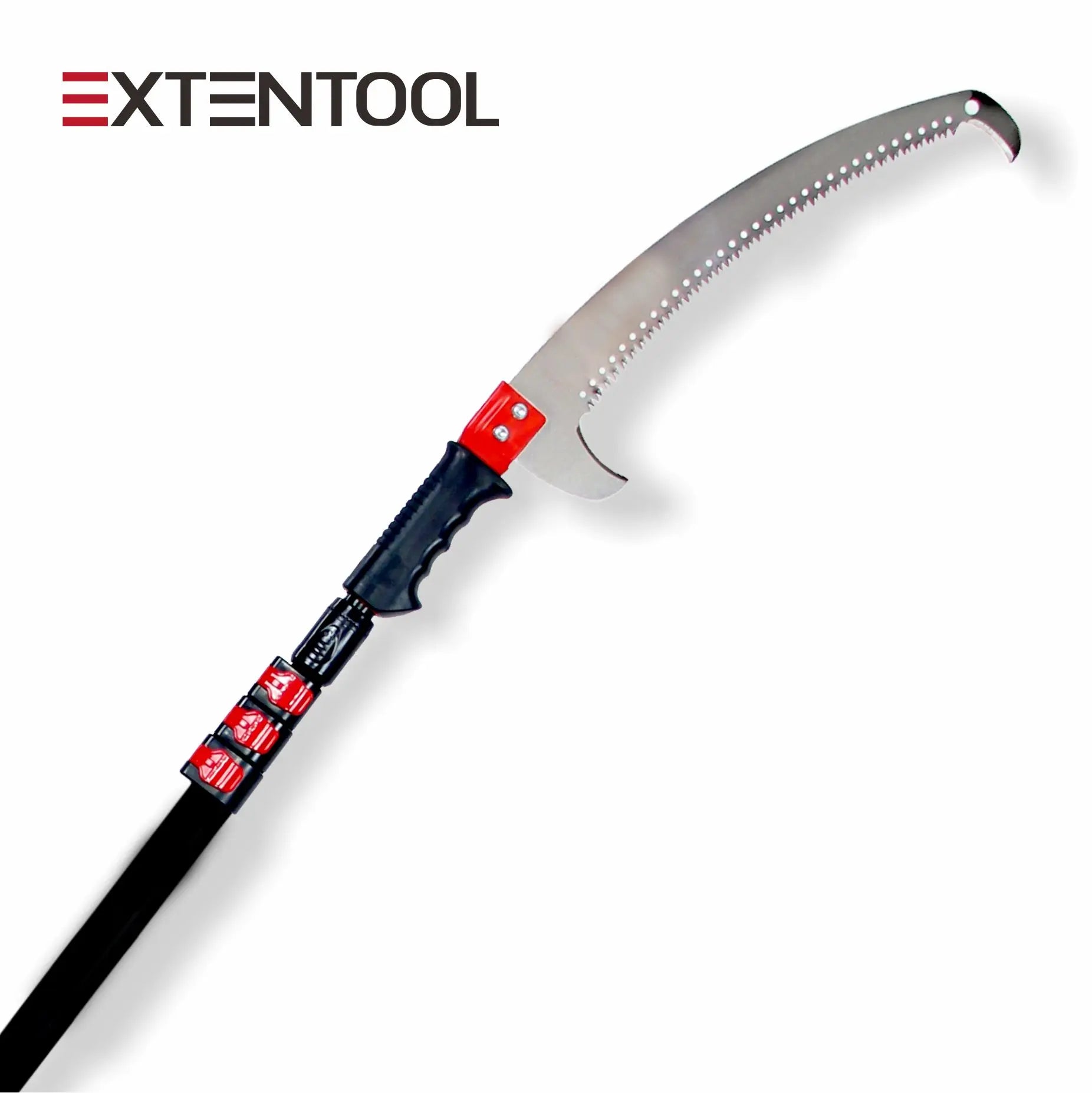 Extetool Industrial 6 Meters Pole Saw Extension Attachment Two-Sided Sharpened Blade Spring Button Lock Telescopic Handle Branch