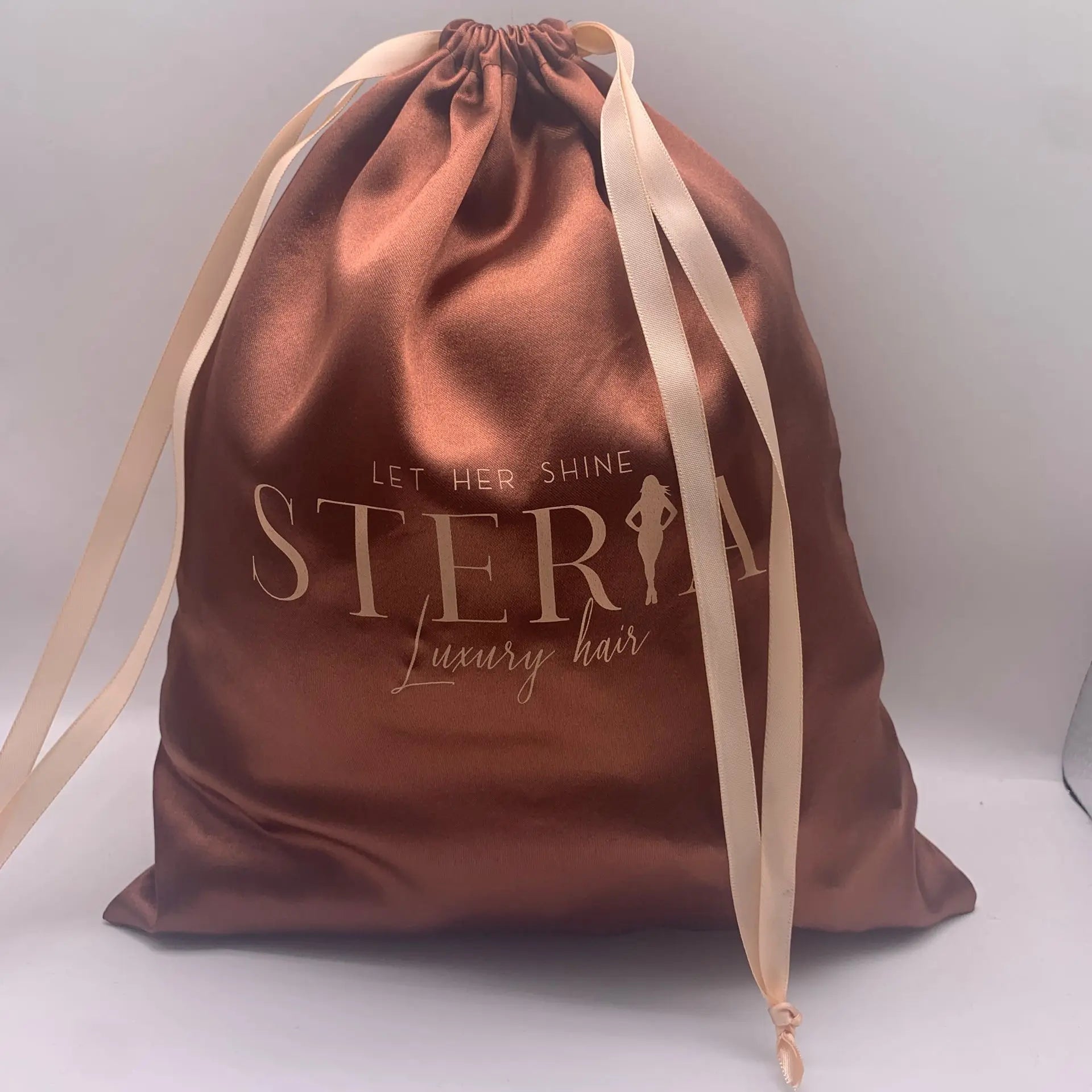 Custom Printed Logo Large Hair Silk Jewelry Eyelash Pouch Shoe Drawstring Bag Satin Dust Bags for Handbags Hair Bags Packaging