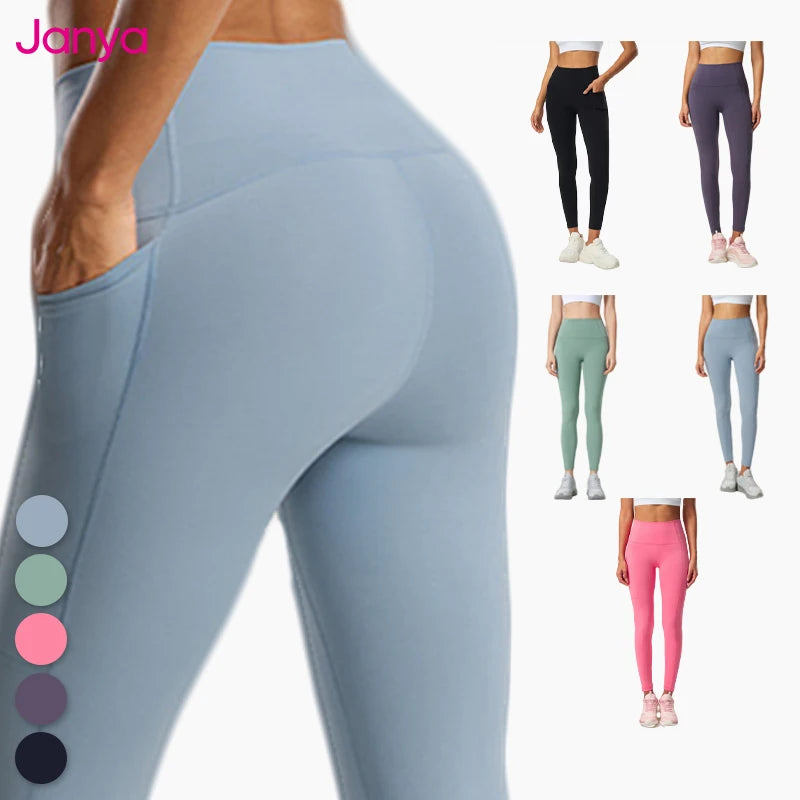 Janya Sexy Peach Hip High Waist High Waist Yoga Leggings Hot Tummy Control Gym Fitness Workout Activewear Tight Pants for Women