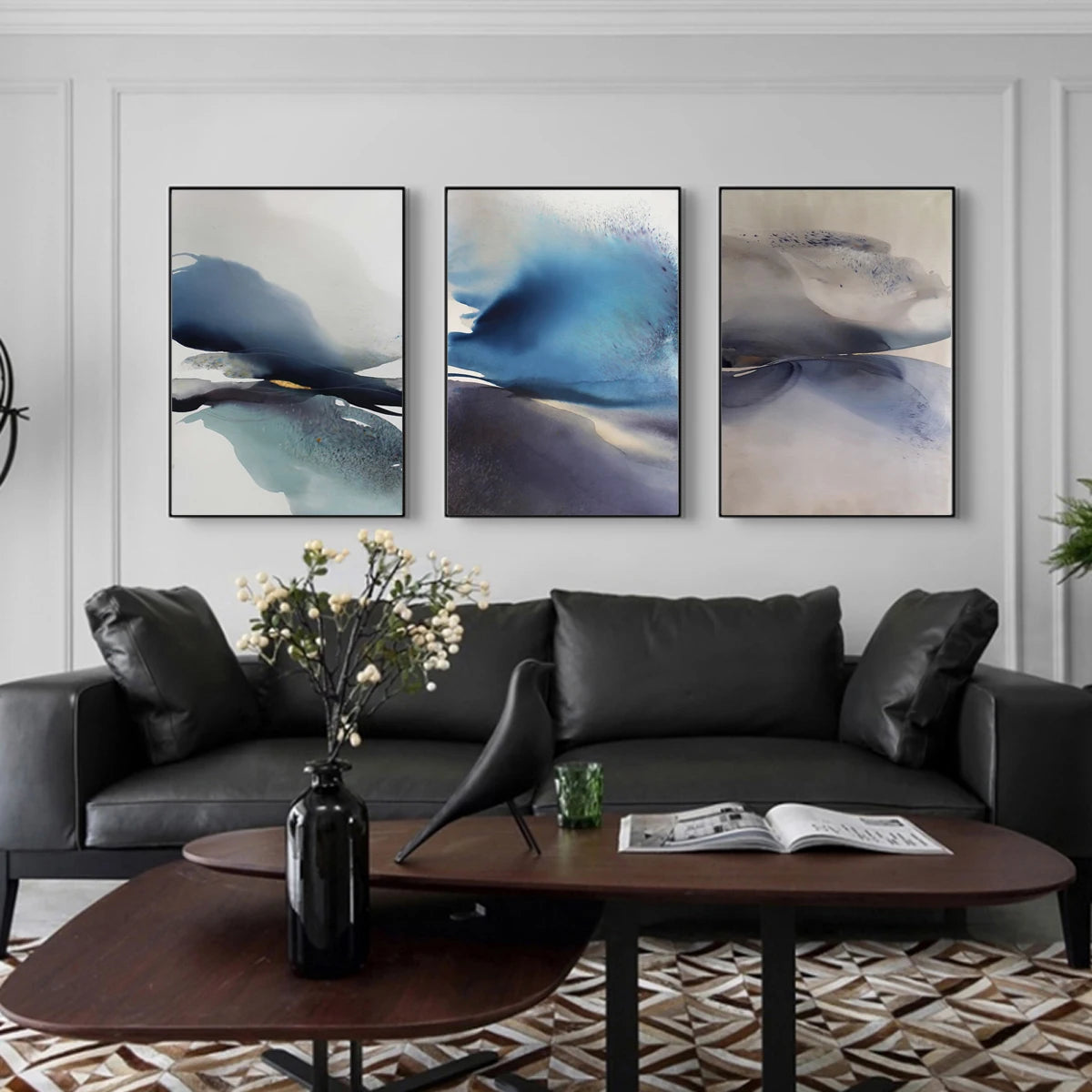 Blue Abstract Poster Canvas Wall Hangings Watercolor Picture Print Home Decor