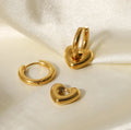 Removable Hollow Heart Ring Pendant Earrings Stainless Steel 14K Gold Pvd Plated Heart Hoop Earrings Trendy