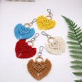 Boho Gift Custom Cotton Handbag Accessories Handmade Mini Macrame Heart Keychain