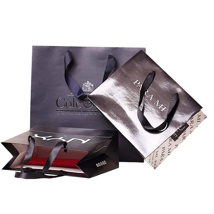 Custom Recyclable Kraft Art Paper Gift Bag Private Logo Design Small Paper Bag for Supermarket Printed Packaging Shopping Bag