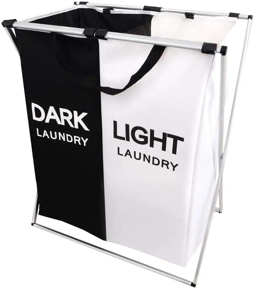 KUYUE 600D Oxford Foldable Divided Waterproof Laundry Hamper Basket Sorter With Aluminum Handle
