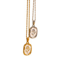 European American Niche Personality 18K Gold Plated Stainless Steel Trendy Irregular Oil Drop Rose Pendant Necklace Link