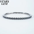 Black Moissanite Bracelets 4mm Moissanite White Gold Bangles Classic Design 925 Silver Plated White Gold Bangles