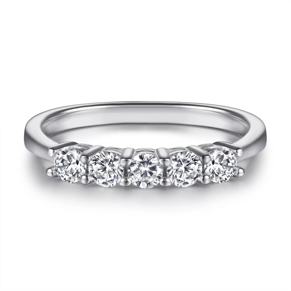 Luxury 6MM Round  Brilliant Cut 925 Silver Rhodium Plated Thick Customized Engrave Logo Silver Ring