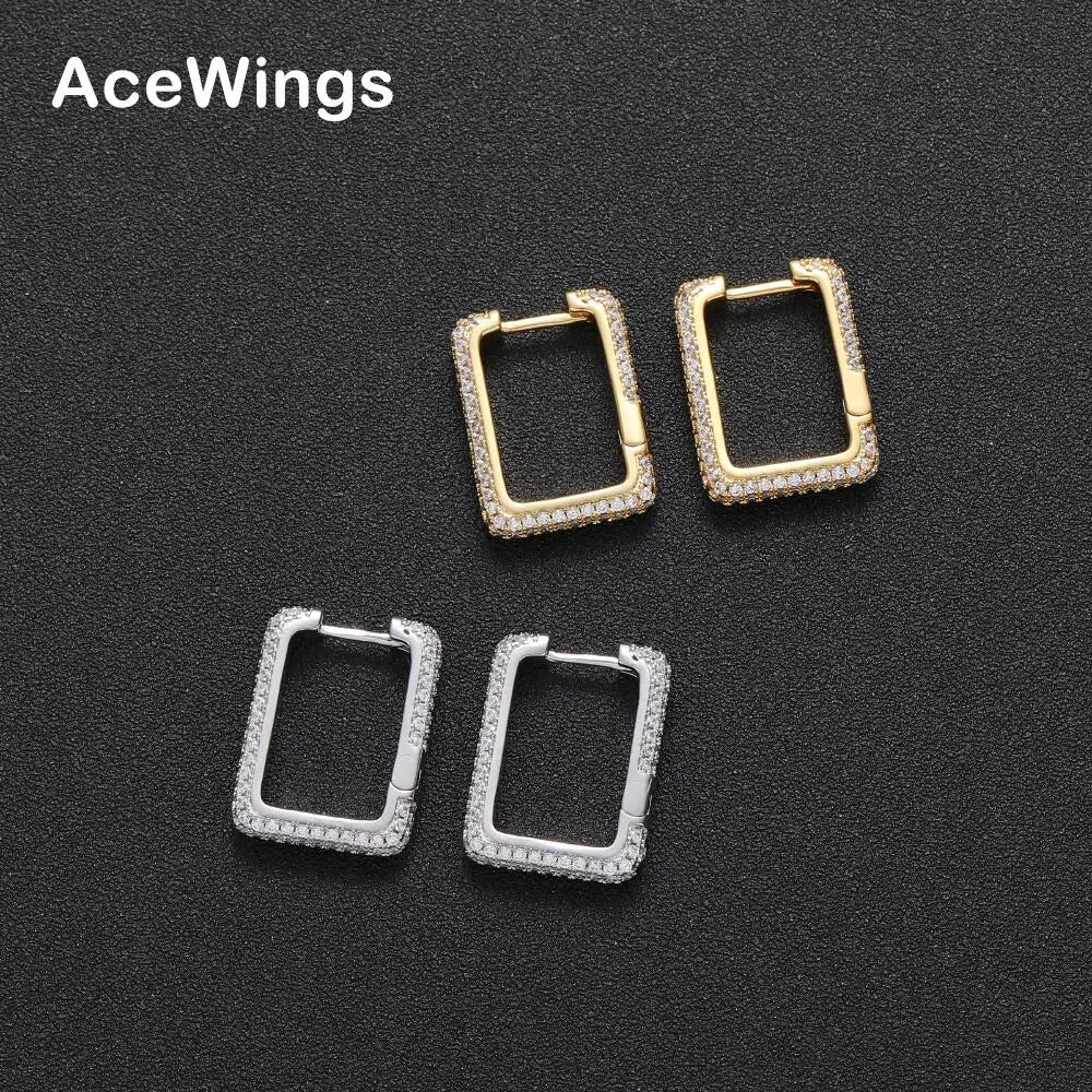 E056    Hip Hop CZ Earrings Brass Setting Zircon Stud Earrings