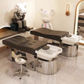 Professional Modern Black Spa Head Water Therapy Hair Salon Washing Chair Thai Massage Shampoo Bed With Steamer