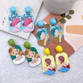 Wholesale 2025 Fashion Graffiti Abstract Figure Stud Earrings Geometric Colorful Acrylic Earrings for Women