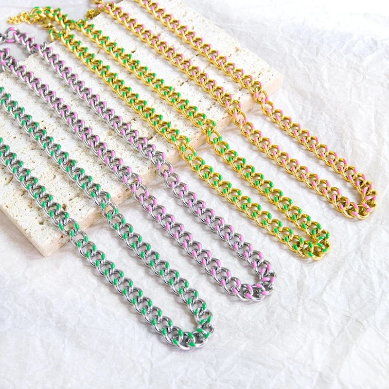 Chunky 316 Stainless Steel Chain Necklace Pvd 18k Gold Plated Curby Chain Custom 2022 Hip Hop Pop Chain Necklace for Women Men