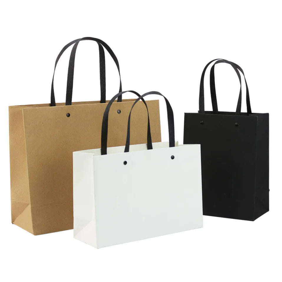 Custom Printed Luxury Kraft Paper Packaging Bag Party Brown Black White Kraft Shopping Paper Bag With Logo Gift Bag for Birthday