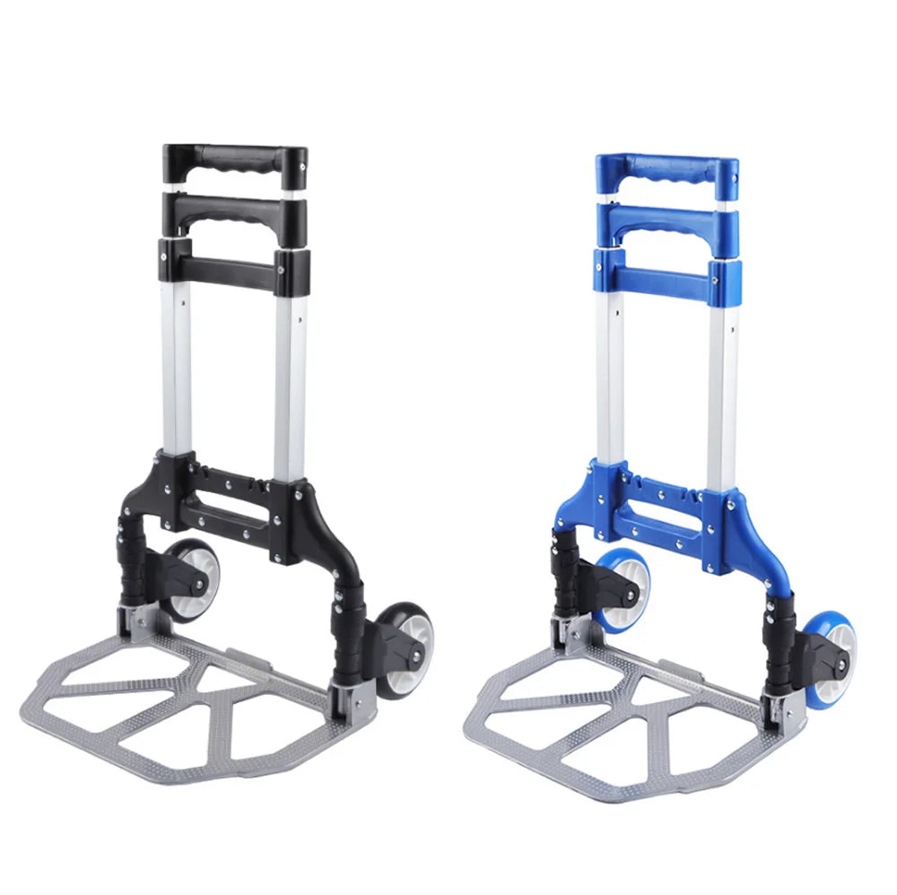 Wholesale 2 Wheels Custom Logo Aluminum Folding Shopping Trolley Cart Supermarket Foldable Handle Lift Luggage Carry Carts