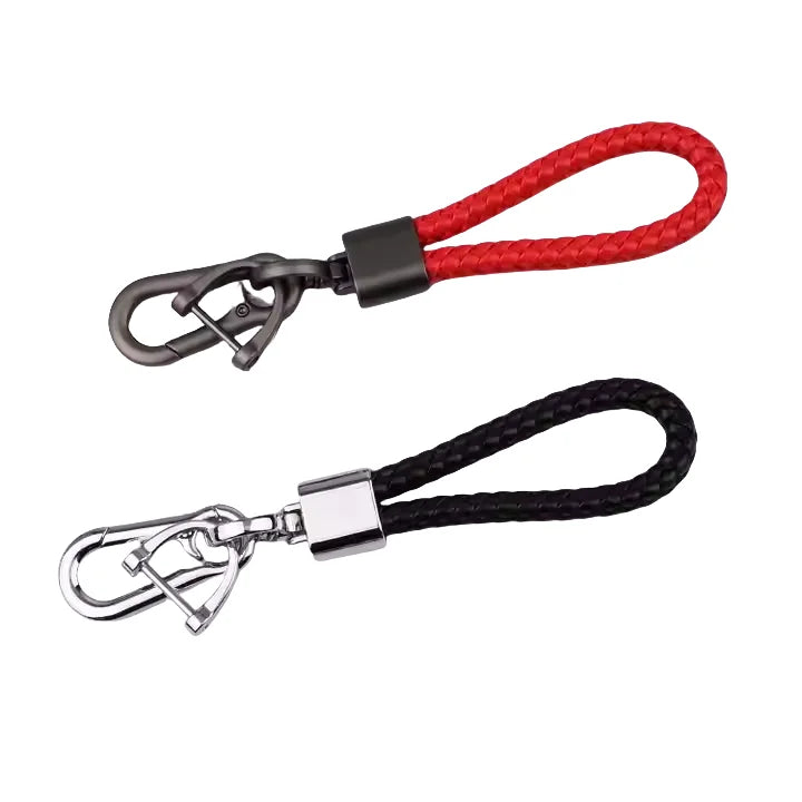 Luxury Hand Woven Rope Keychain for Men Women Rotatable Leather Rope Key Chains Horseshoe Buckle Car Key Ring Holder Accessories