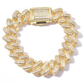 Baguette Chain Men's Hip Hop Tennis Bracelet with Zircon Alloy Rhodium Plated Trendy Street Style