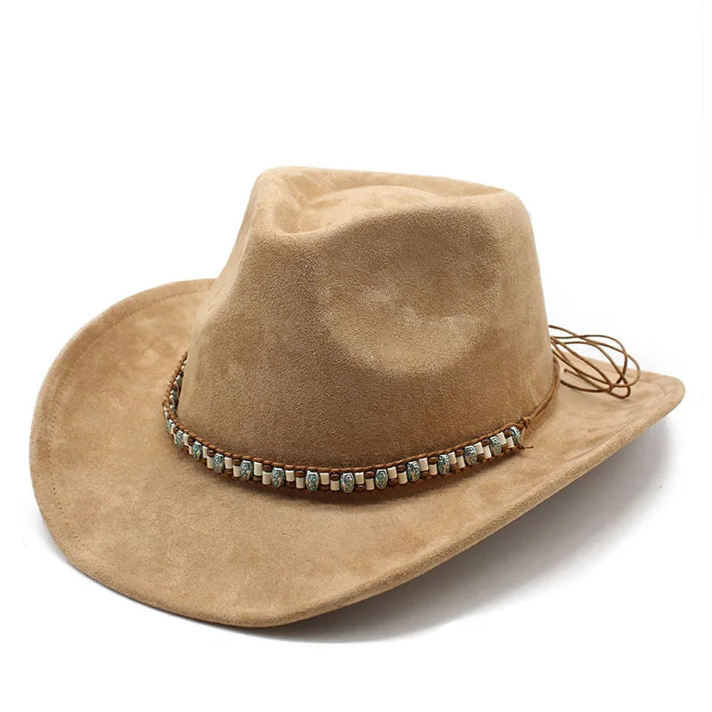New European Style Custom Cowboy Hat Oem Suede Men and Women Western Top Suede Cowboy Hat