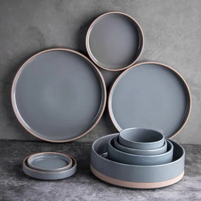 Wholesale Stocked Ceramic Dinnerware Sets-Vintage Style Business Gifts with Utensils Kit