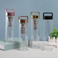 Double Wall Glass Tea Drinking Bottle Borosilicate Glass Water Bottle