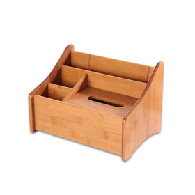 Custom Bamboo Wood Desk Organizer Sundries Table Stationery Holder Standing Type Storage for Living Room or Office