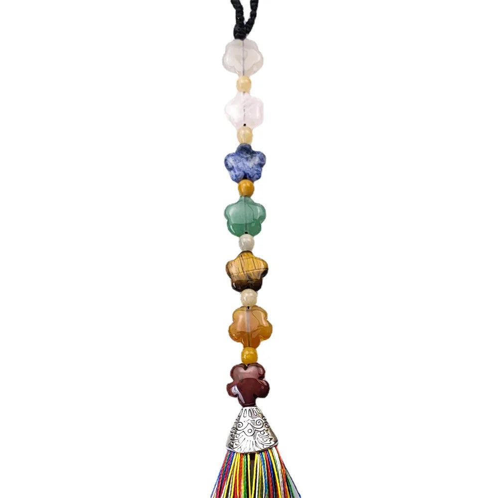 HZ Natural Semi Gemstone Healing Crystals With Seven Chakras Car Hanging Pendant
