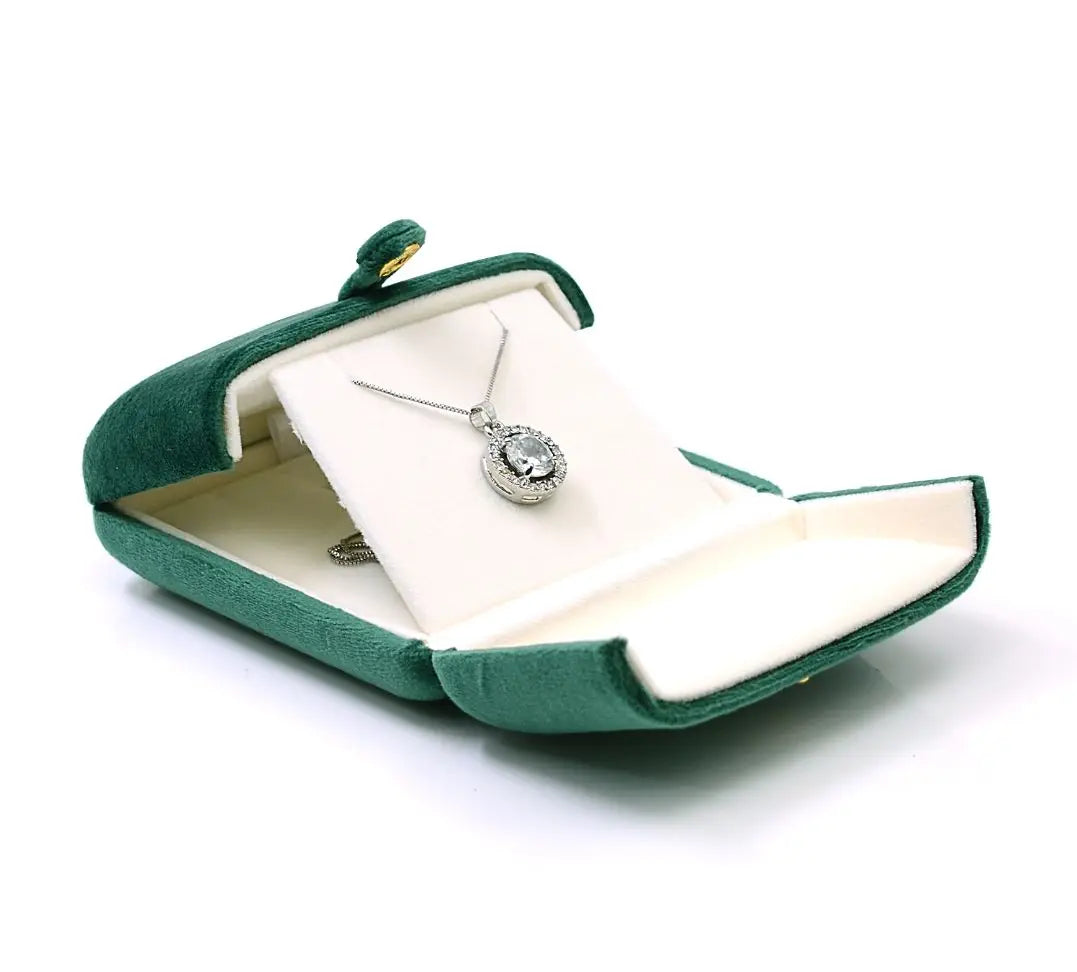Luxury Velvet Necklace Box Custom logo Wholesale Pendant Box Bracelet Ring Emerald Packaging & Display Jewelry Box