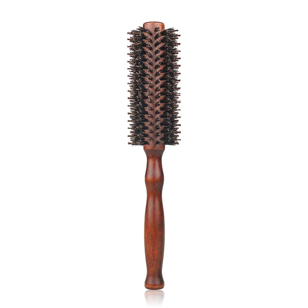 Professional Barber Rolling Hairbrush Factory Direct Sale Natural Wooden Boar Bristle Brush