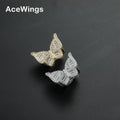 R029   Men's Ring Brass Gold Silver Color Cubic Zircon Iced RING Fashion Hip Hop Jewelry