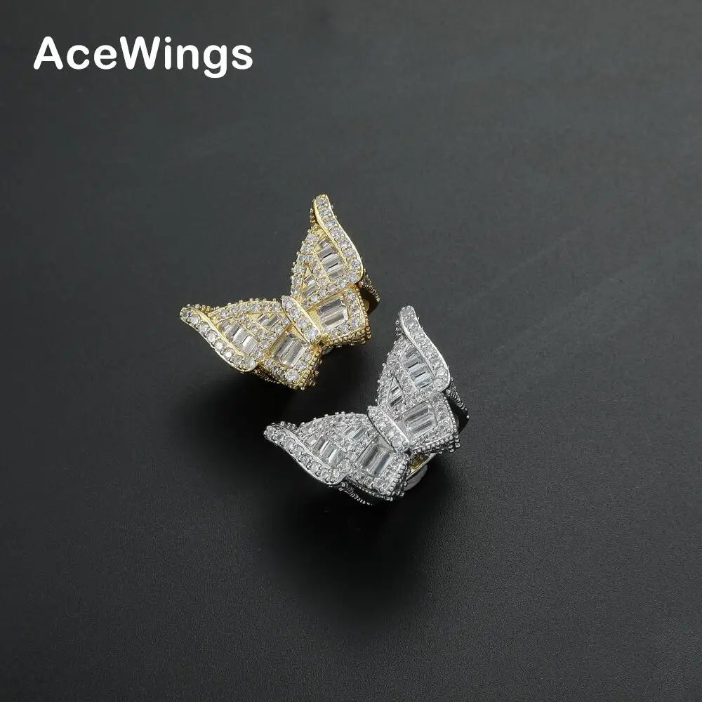 R029   Men's Ring Brass Gold Silver Color Cubic Zircon Iced RING Fashion Hip Hop Jewelry