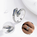 Merryshine Hip Hop Punk Gothic Jewelry Zircon Finger 925 Sterling Silver Snake Ring for Women