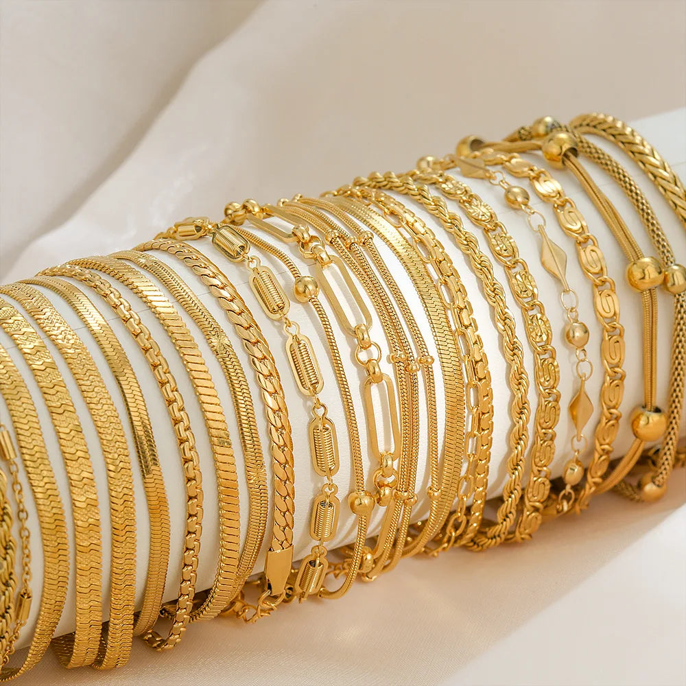 Wholesale Stainless Steel Bracelet 18K Gold Plated Fashion Jewelry Bracelets for Women and Girls