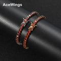 BB205   4mm 7inch 8inch Red Zircon Brass Prong Setting Zircon Tennis Bracelet Hip Hop CZ Jewelry
