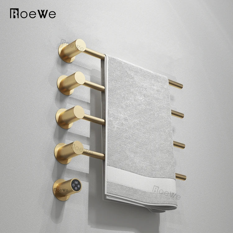 Hotel Use 304 Stainless Steel Hot Towel Radiator Heater Round Tube Concealed Wall Mounted Electric Towel Rail Black Heat Bar