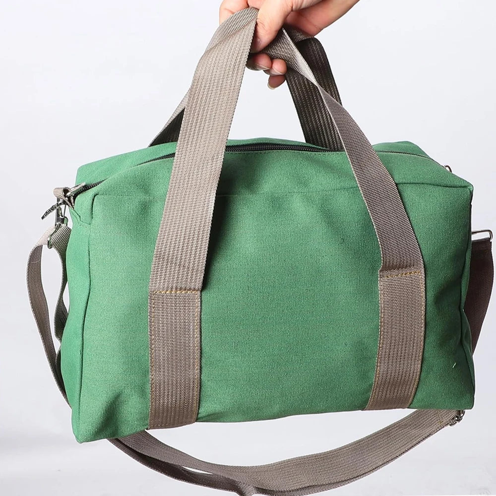 Best Large Green Construction Carpenter Heavy Duty Waxed Canvas Tool Tote Bag with Zipper and Shoulder Strap