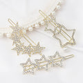 MIO Rhinestone Hair Clip With Metal Chain Hair Claw Pearl Alloy Hairpins Luxury Star Hair Accessories Sets Girls Jewelry