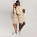 Custom Logo 2 Piece Tracksuit Set Heavyweight Fleece Hoodie and Baggy Jogger Pants Streetwear Sweatsuit