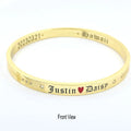 JX349 Personalize Engrave Name CZ Bracelet 6 Size Couple Wedding Engagement Relationship Birthday Graduation Gift Bangle Jewelry